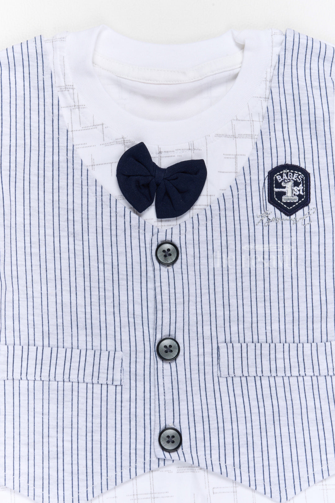 The Nesavu Baby Casual Sets Newborn Cotton Clothes Navy Blue Shorts with Striped Vest and Bowtie Nesavu Newborn Cotton Clothes Striped Vest Bowtie Navy Blue Shorts | The Nesavu