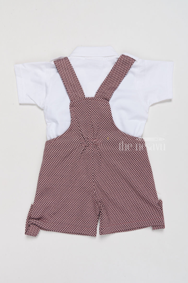 The Nesavu Baby Casual Sets Newborn Daily Wear Set with Checkered Overalls and Bowtie for Everyday Comfort Nesavu Newborn Daily Wear Set Checkered Overalls Bowtie Comfortable Outings | The Nesavu