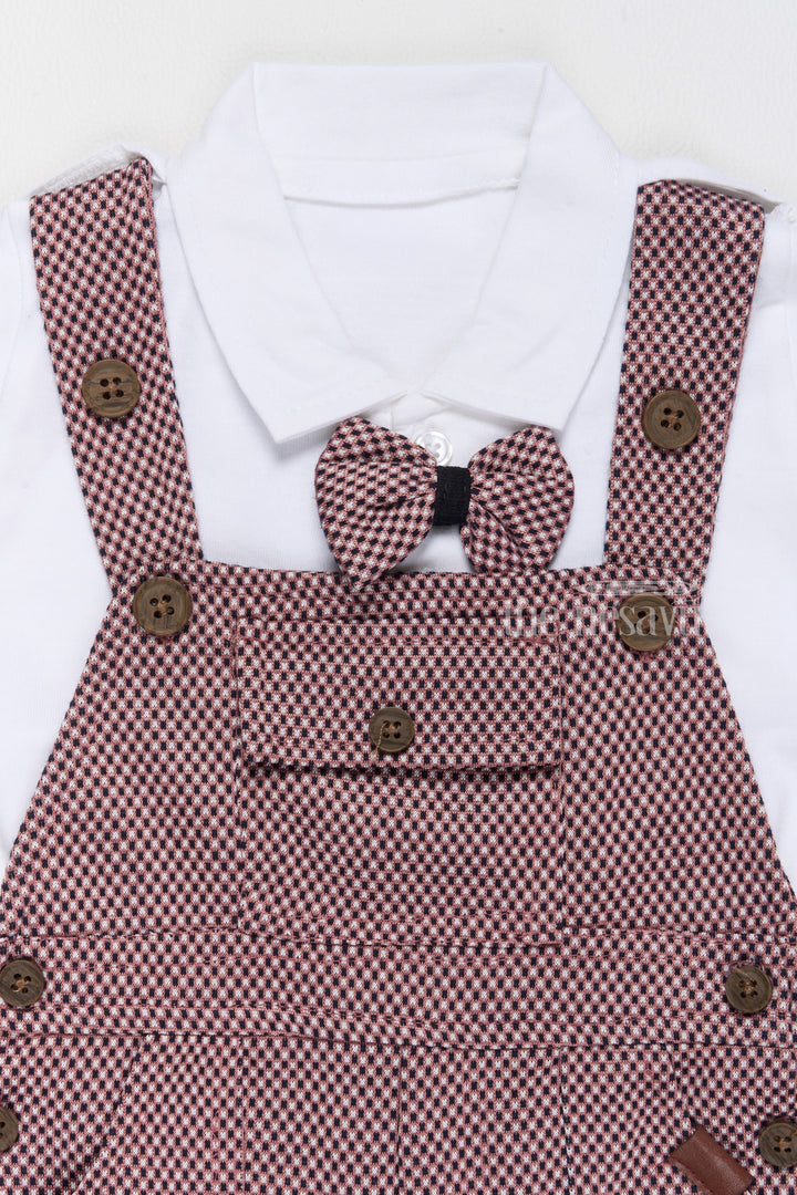 The Nesavu Baby Casual Sets Newborn Daily Wear Set with Checkered Overalls and Bowtie for Everyday Comfort Nesavu Newborn Daily Wear Set Checkered Overalls Bowtie Comfortable Outings | The Nesavu