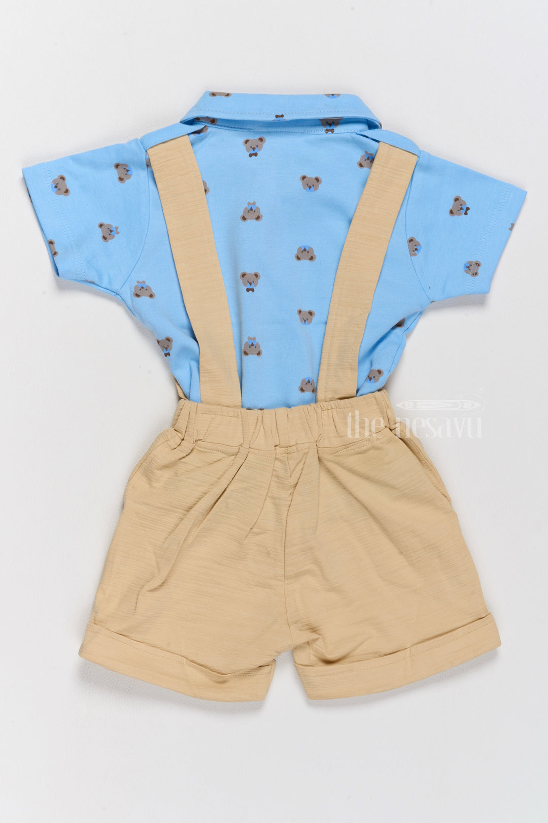 The Nesavu Baby Casual Sets Newborn Fourth Of July Outfit Blue Bow Tie Shirt with Yellow Suspender Shorts Nesavu Newborn Fourth July Outfit Blue Bow Tie Shirt Yellow Suspender Shorts | The Nesavu
