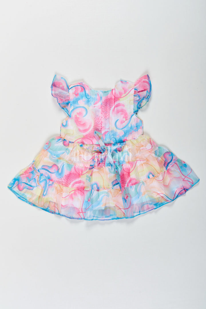 The Nesavu Baby Cotton Frocks Newborn Frock in Soft Georgette with Multicolour Digital Print and Layered Frills for Baby Girls Nesavu Newborn Frock Baby Girls Georgette Multicolour Digital Print Frilled Layers | The Nesavu