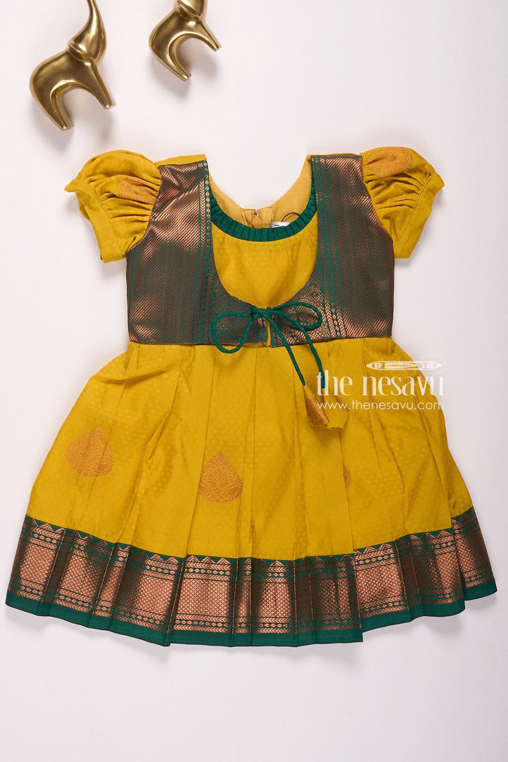 The Nesavu Girls Kanchi Silk Frock Newborn Kanchivaram Silk Frock for Girls Ideal for Annaprasana Nesavu Newborn Kanchivaram Silk Frock for Girls - Perfect for Annaprasana