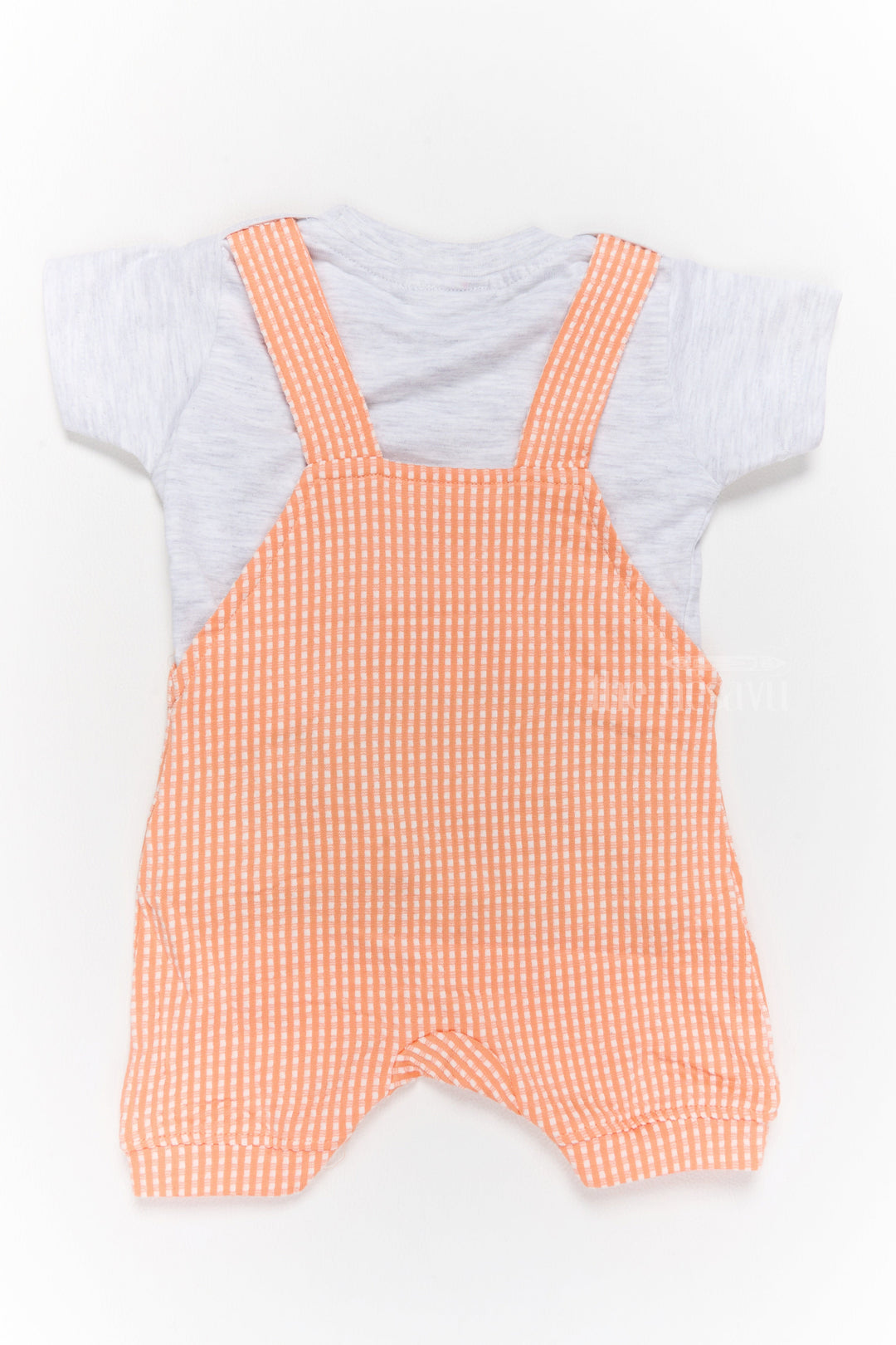 The Nesavu Baby Casual Sets Newborn Wear Orange Striped Cotton Romper with Car Applique and White T-Shirt Nesavu Newborn Wear Orange Striped Cotton Romper Car Applique | The Nesavu