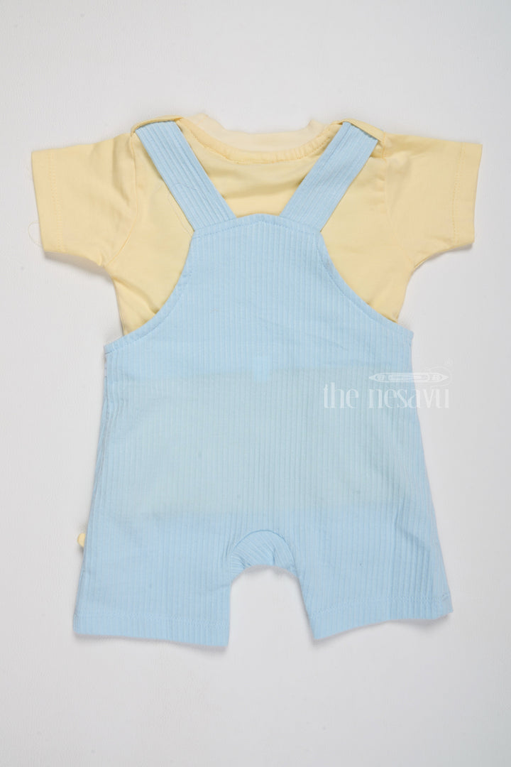 The Nesavu Baby Casual Sets Newborn Western Wear Blue Gingham Dungaree with Yellow T-Shirt Nesavu Newborn Western Wear Blue Gingham Dungaree Yellow T-Shirt | The Nesavu