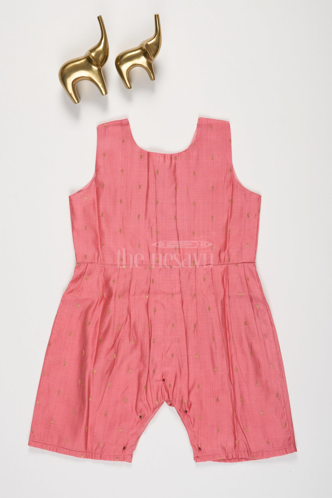 The Nesavu Girls Jumpsuit Onion Pink Viscose Silk Blend Ethnic Baby Jumpsuit with Front Button Fastening Nesavu Onion Pink Viscose Silk Blend Ethnic Baby Jumpsuit with Front Button Fastening Nesavu