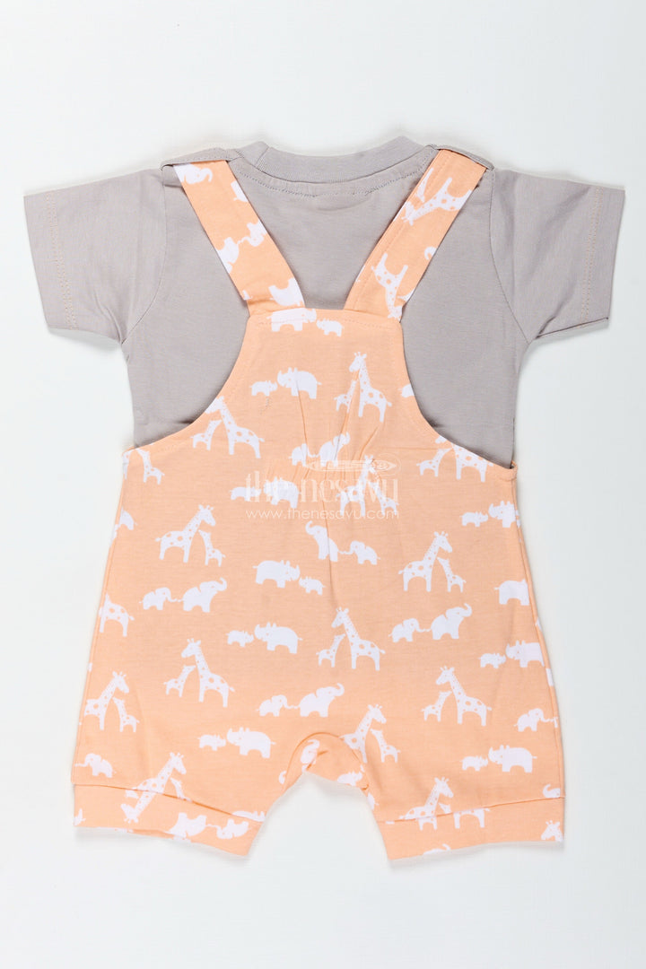 The Nesavu Boys Casual Set Orange Casual Dres for Boys with Cotton Animal Print and Cute Koala Design in Two Piece Dungaree Set Nesavu Nesavu Orange Cotton Boys Casual Dres Koala Print Soft Tee Dungaree Set