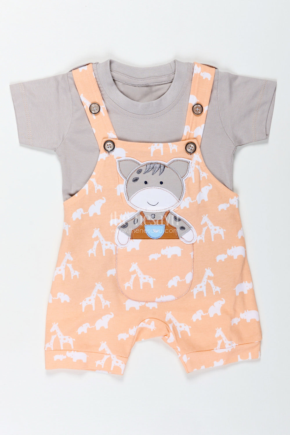 The Nesavu Boys Casual Set Orange Casual Dres for Boys with Cotton Animal Print and Cute Koala Design in Two Piece Dungaree Set Nesavu Nesavu Orange Cotton Boys Casual Dres Koala Print Soft Tee Dungaree Set