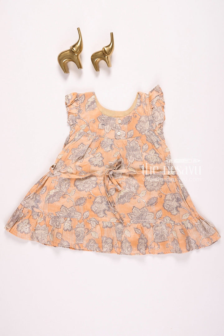 The Nesavu Girls Cotton Frock Orange Floral Printed Cotton Frock for Girls Nesavu Orange Floral Printed Cotton Frock for Girls - Stylish & Playful