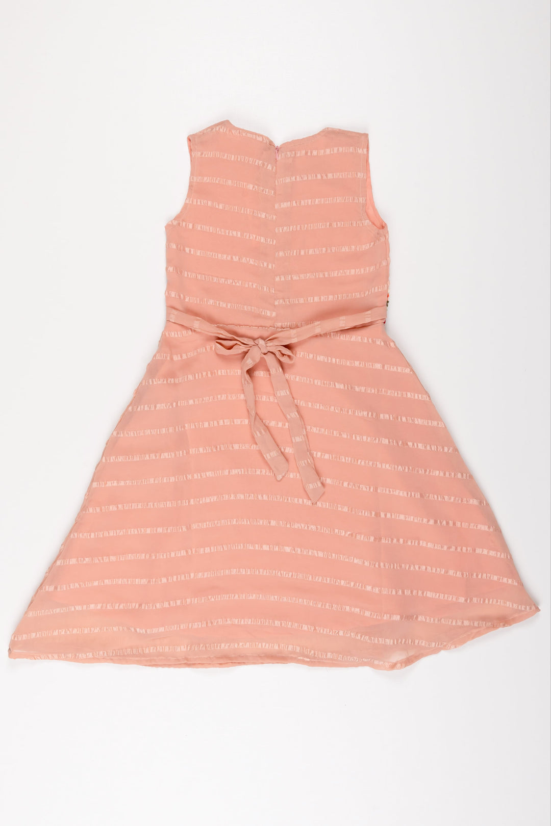 The Nesavu Girls Fancy Frock Orange Perfection Fancy Frock: Delicate Embroidery and Soft Stripes for Girls Nesavu Girls Orange Cotton Embroidered Frock | Elegant Party Wear for Kids | The Nesavu