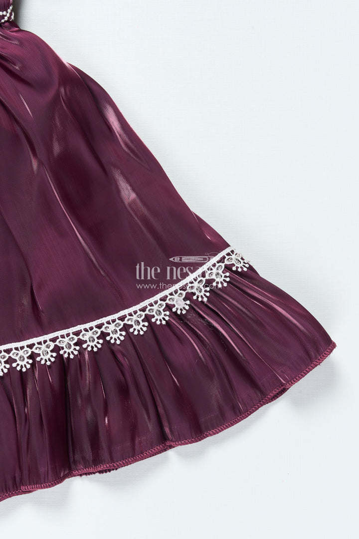 The Nesavu Girls Fancy Frock Organza Fancy Frock for Baby Girls with Embroidered Yoke and Layered Skirt Nesavu Nesavu baby girl organza frock embroidery puff sleeves perfect festive celebrations