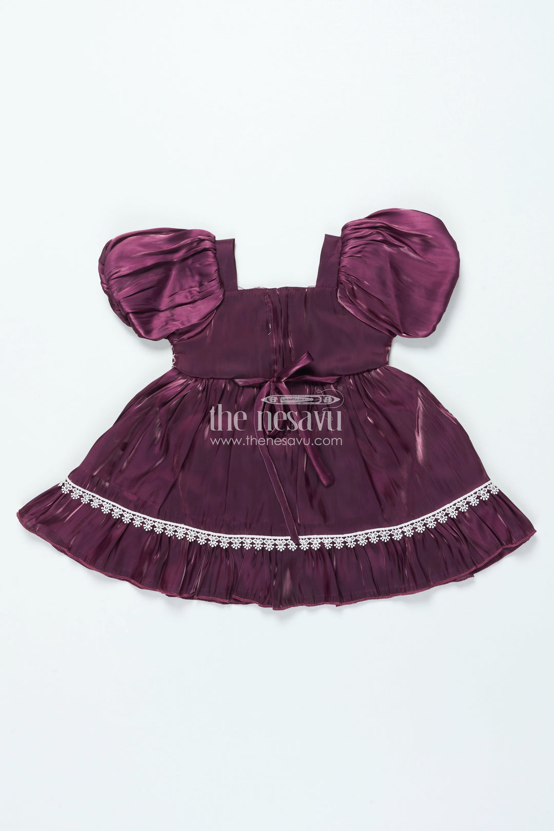 The Nesavu Girls Fancy Frock Organza Fancy Frock for Baby Girls with Embroidered Yoke and Layered Skirt Nesavu Nesavu baby girl organza frock embroidery puff sleeves perfect festive celebrations