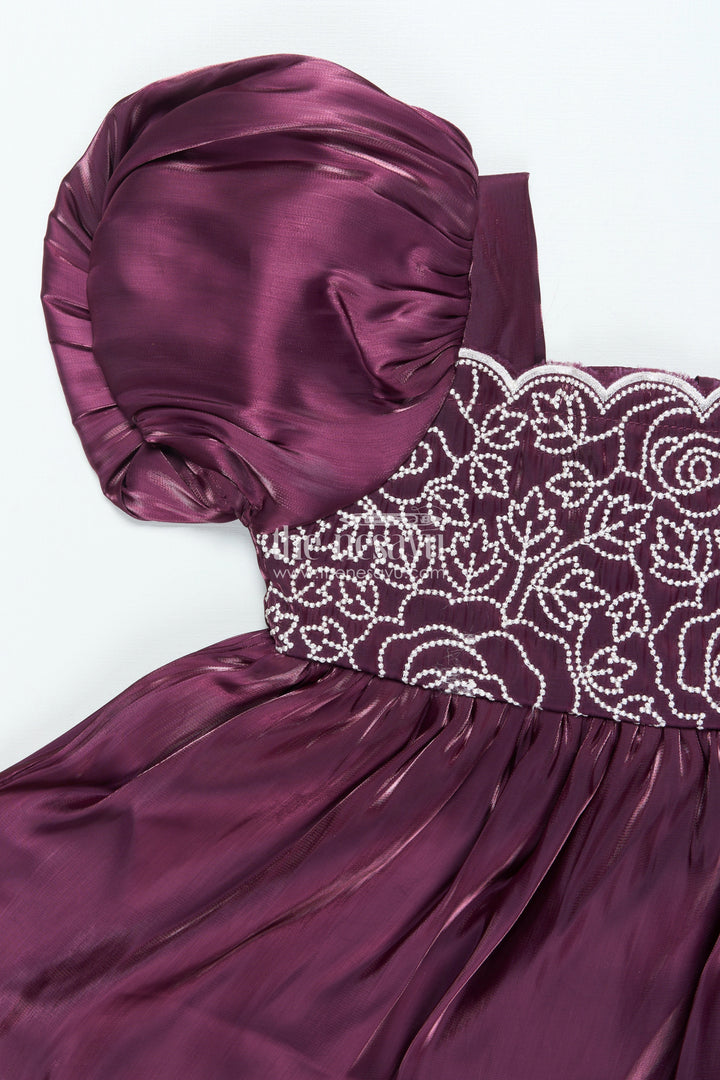 The Nesavu Girls Fancy Frock Organza Fancy Frock for Baby Girls with Embroidered Yoke and Layered Skirt Nesavu Nesavu baby girl organza frock embroidery puff sleeves perfect festive celebrations