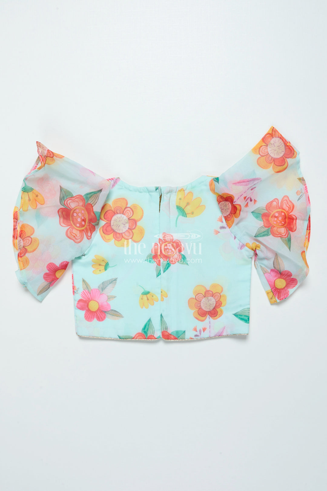 The Nesavu Girls Lehenga Choli Organza Lehenga Choli Set for Girls with Floral Print for Birthdays and Photoshoots Nesavu Nesavu organza lehenga choli set girls floral digital print ideal birthdays festive photoshoots