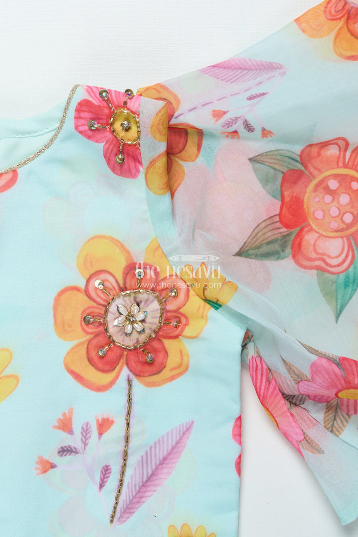 The Nesavu Girls Lehenga Choli Organza Lehenga Choli Set for Girls with Floral Print for Birthdays and Photoshoots Nesavu Nesavu organza lehenga choli set girls floral digital print ideal birthdays festive photoshoots