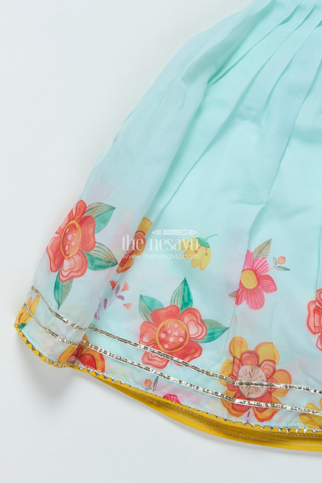 The Nesavu Girls Lehenga Choli Organza Lehenga Choli Set for Girls with Floral Print for Birthdays and Photoshoots Nesavu Nesavu organza lehenga choli set girls floral digital print ideal birthdays festive photoshoots
