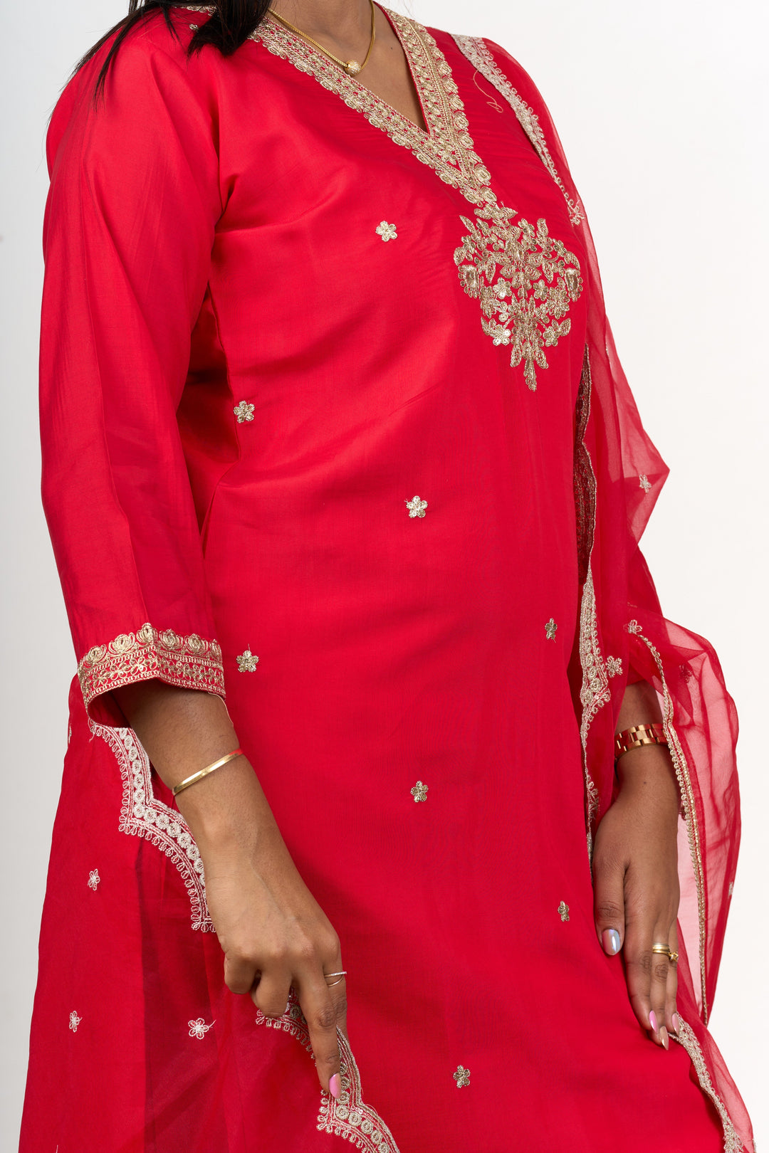 The Nesavu Womens Straight Suit Sets Outfits for Lohri Function with Elegant Embroidery Womens Straight Suit Set in Blend Silk Nesavu Outfits Lohri Function Blend Silk Womens Straight Suit Set Golden Embroidery | The Nesavu