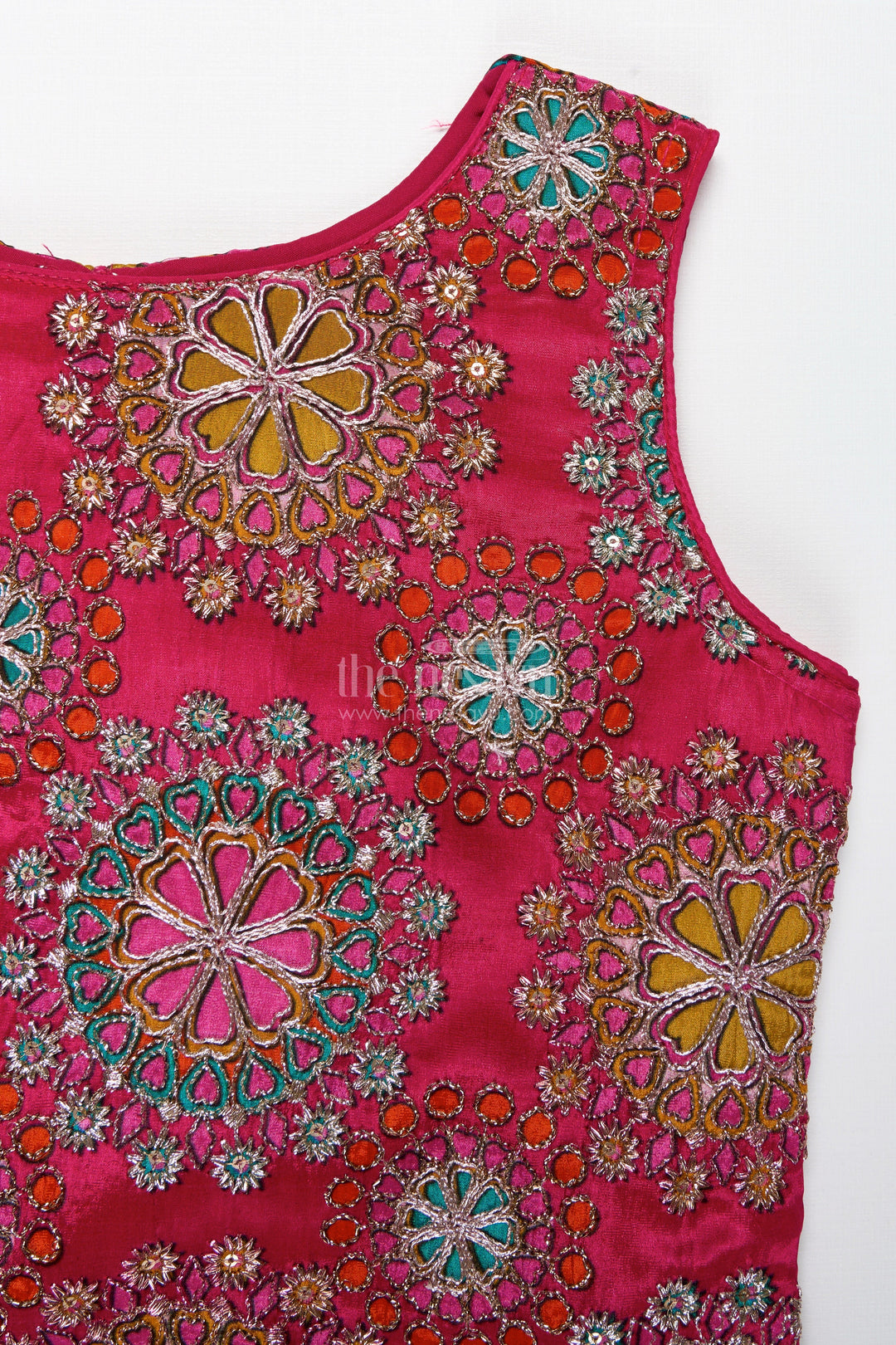 The Nesavu Girls Sharara / Plazo Set Palazzo Dress for Girls Festive Ethnic Party Outfit Nesavu Nesavu Pink Palazzo Ethnic Dress Girls Viscose Silk Designer Embroidery Parties Functions