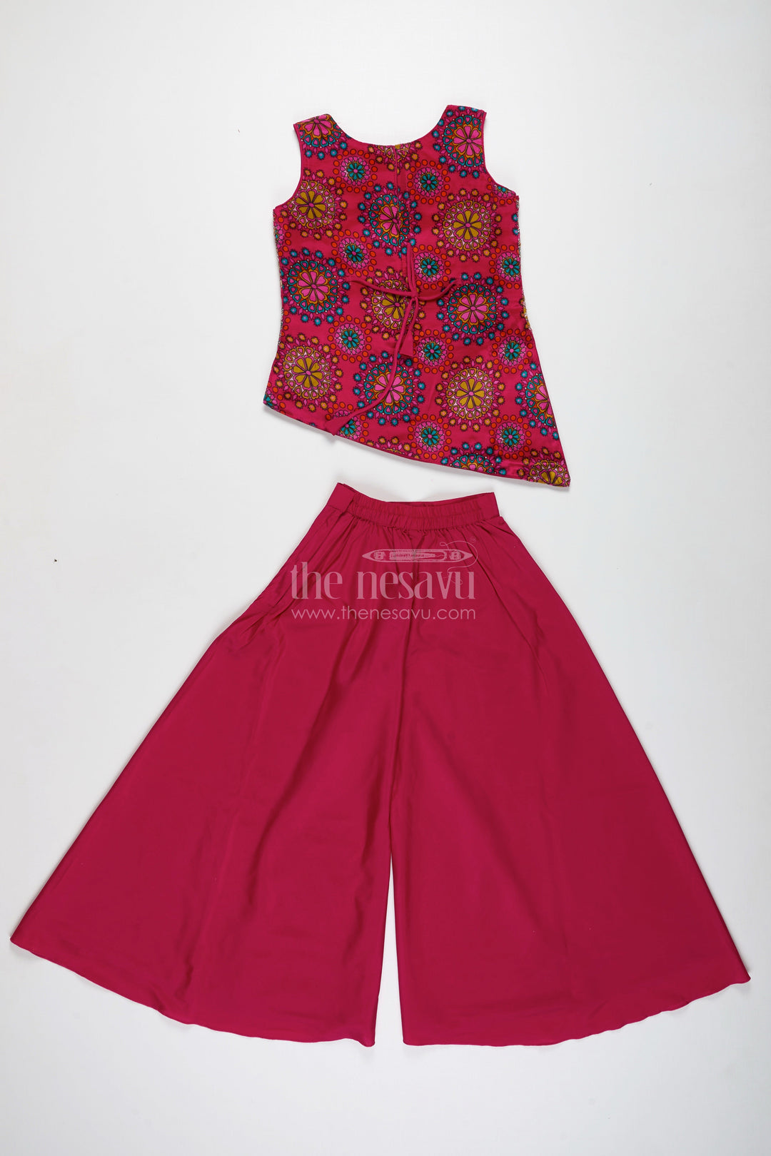 The Nesavu Girls Sharara / Plazo Set Palazzo Dress for Girls Festive Ethnic Party Outfit Nesavu Nesavu Pink Palazzo Ethnic Dress Girls Viscose Silk Designer Embroidery Parties Functions