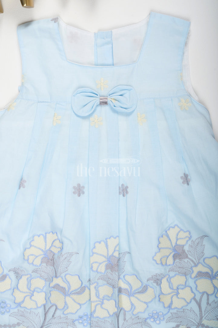 The Nesavu Baby Casual Sets Pale Blue Embroidered Cotton Baby Dress with Matching Bloomers Nesavu Pale Blue Embroidered Cotton Baby Dress with Matching Bloomers Nesavu