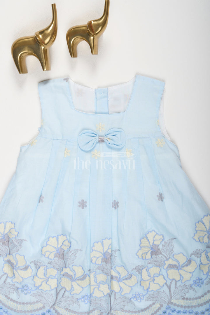 The Nesavu Baby Casual Sets Pale Blue Embroidered Cotton Baby Dress with Matching Bloomers Nesavu Pale Blue Embroidered Cotton Baby Dress with Matching Bloomers Nesavu