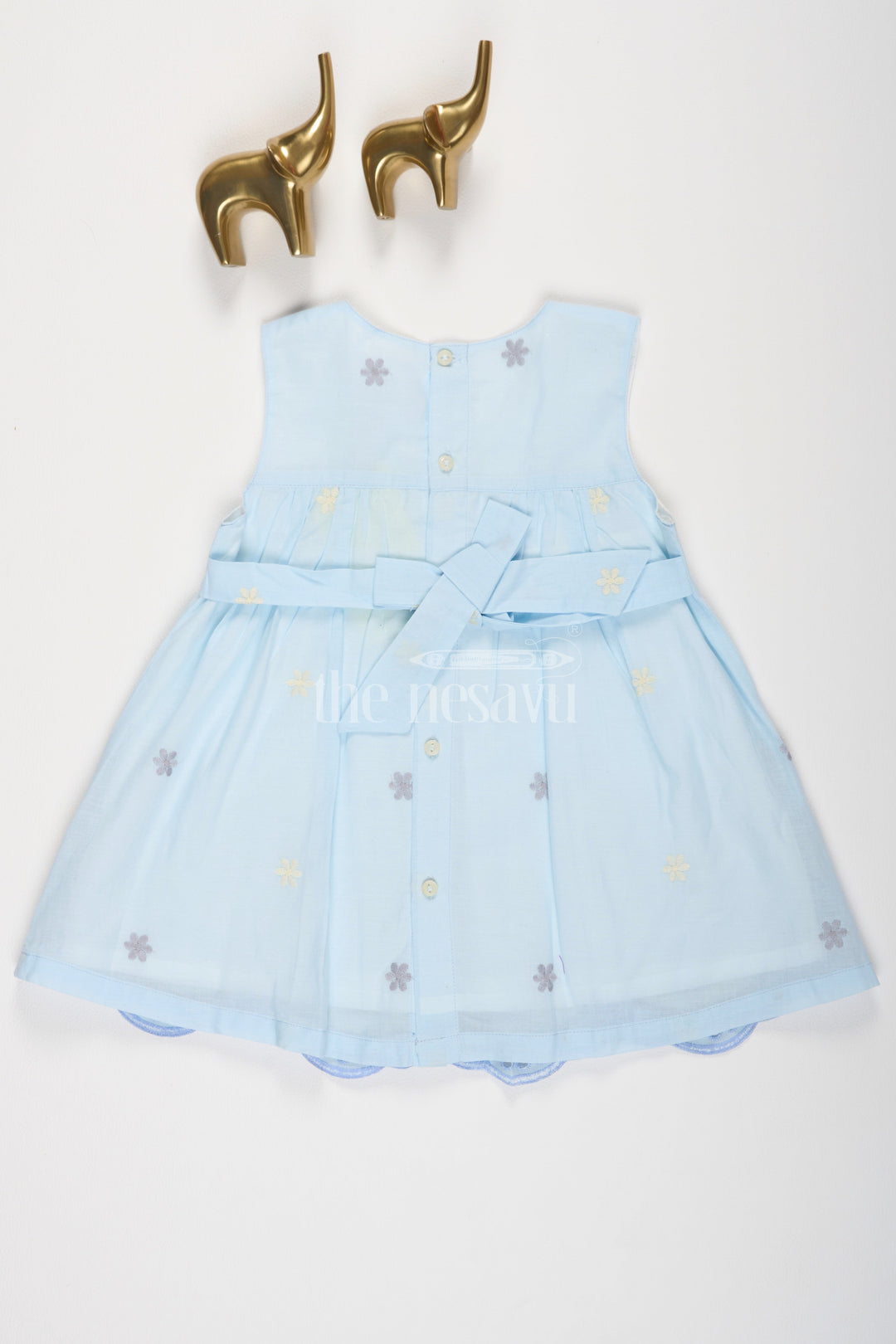 The Nesavu Baby Casual Sets Pale Blue Embroidered Cotton Baby Dress with Matching Bloomers Nesavu Pale Blue Embroidered Cotton Baby Dress with Matching Bloomers Nesavu