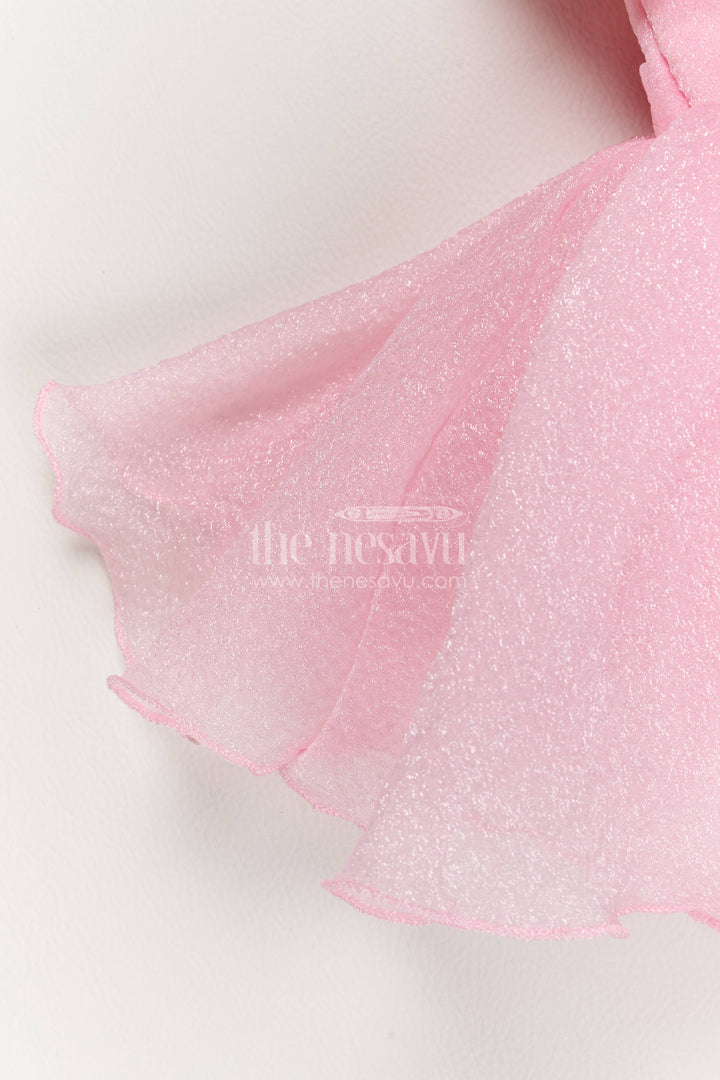 The Nesavu Girls Fancy Party Frock Party Dress for Girls in Pink for Wedding Moments Nesavu Nesavu Party Dress For Girls In Pink With Floral For Wedding Moments