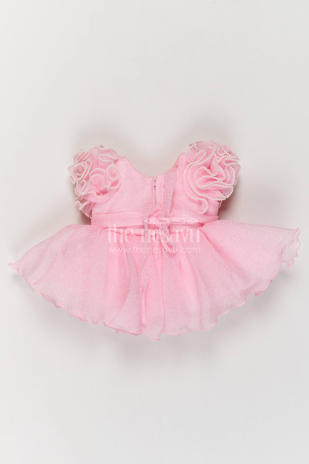 The Nesavu Girls Fancy Party Frock Party Dress for Girls in Pink for Wedding Moments Nesavu Nesavu Party Dress For Girls In Pink With Floral For Wedding Moments