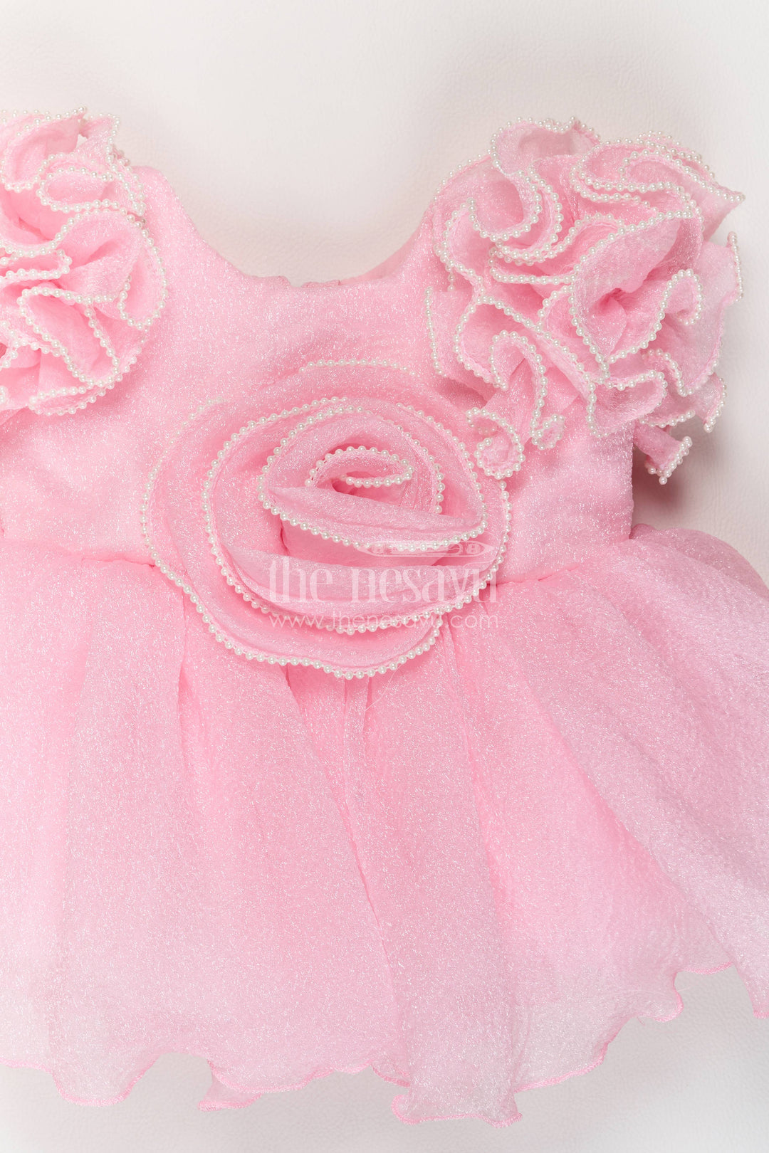 The Nesavu Girls Fancy Party Frock Party Dress for Girls in Pink for Wedding Moments Nesavu Nesavu Party Dress For Girls In Pink With Floral For Wedding Moments