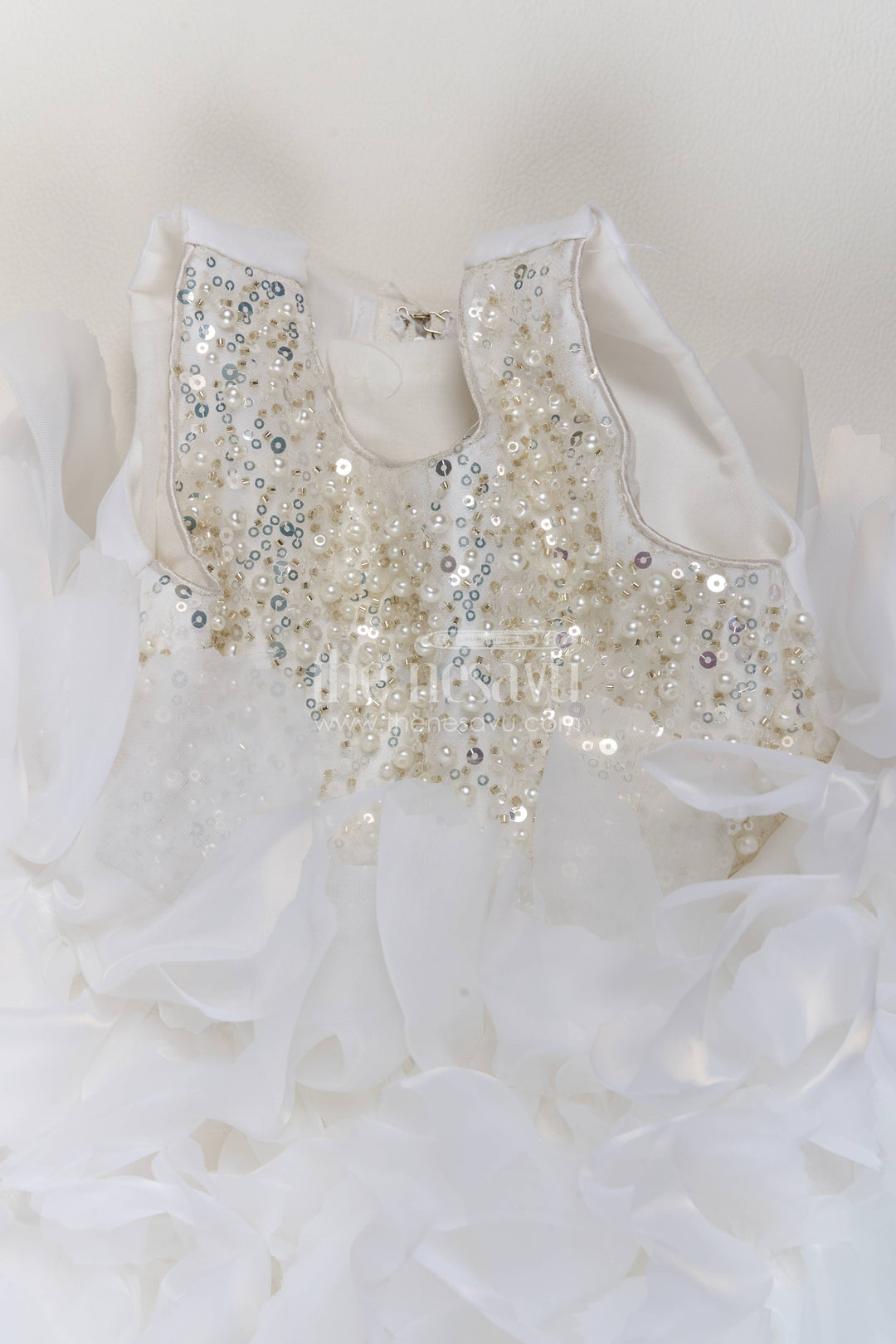 The Nesavu Girls Fancy Party Frock Party Dress for Girls in White for Wedding Moments Nesavu Nesavu Party Dress For Girls In White For Parties And Memorable Photos