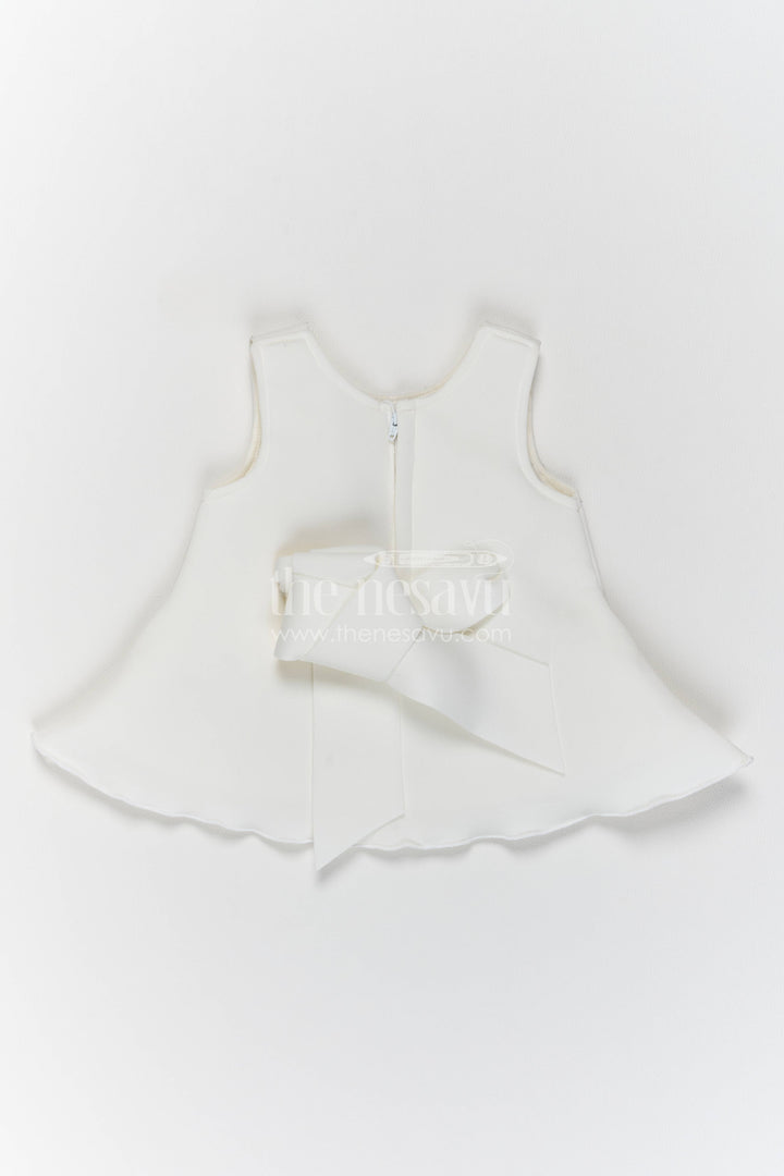The Nesavu Girls Fancy Party Frock Party Dress for Girls in White with an Occasion Ready Finish Nesavu Nesavu Party Dress For Girls With Digital Print For Weddings