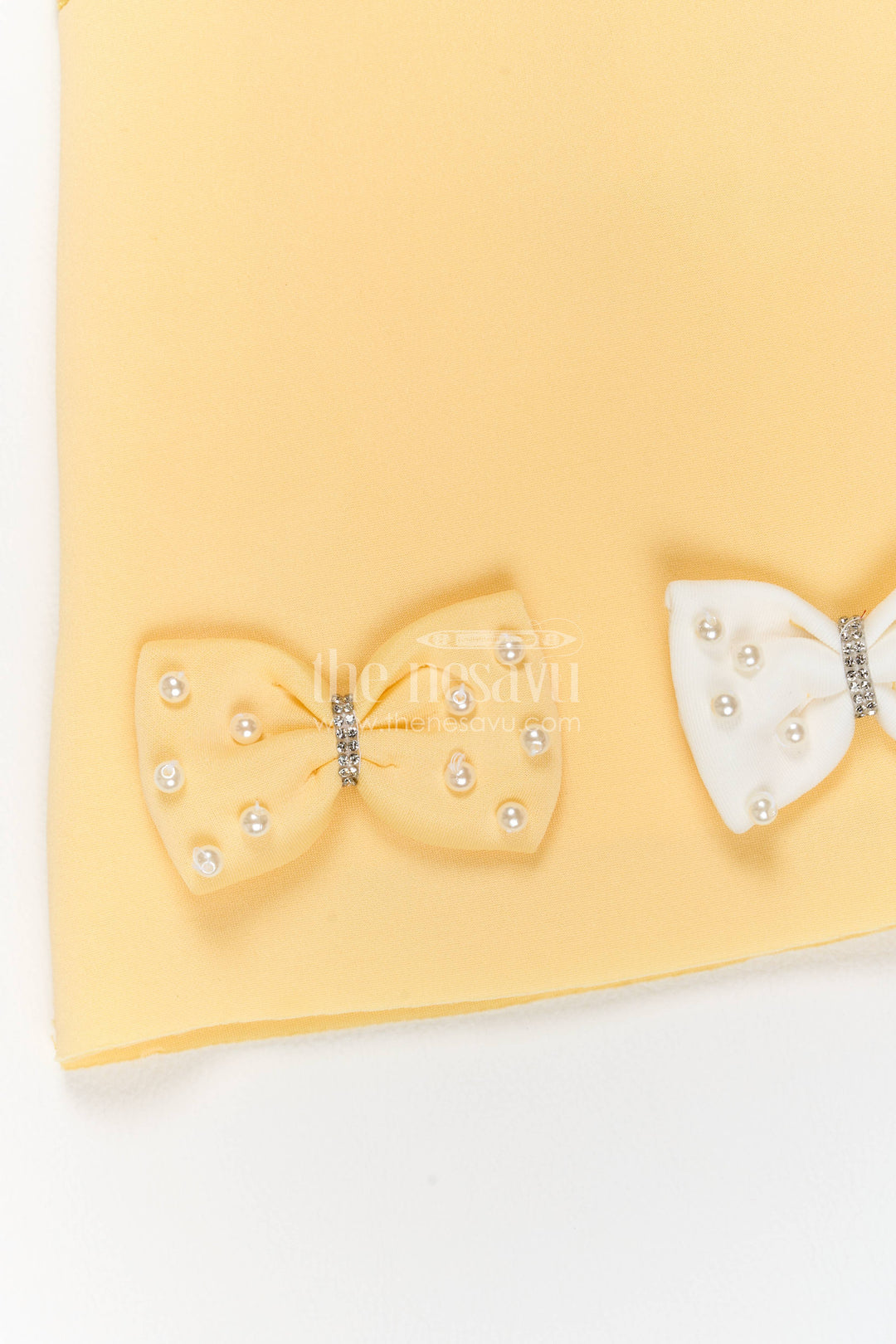 The Nesavu Girls Fancy Party Frock Party Dress for Girls in Yellow for Wedding Moments Nesavu Nesavu Party Dress For Girls With Decorative Yoke For Weddings