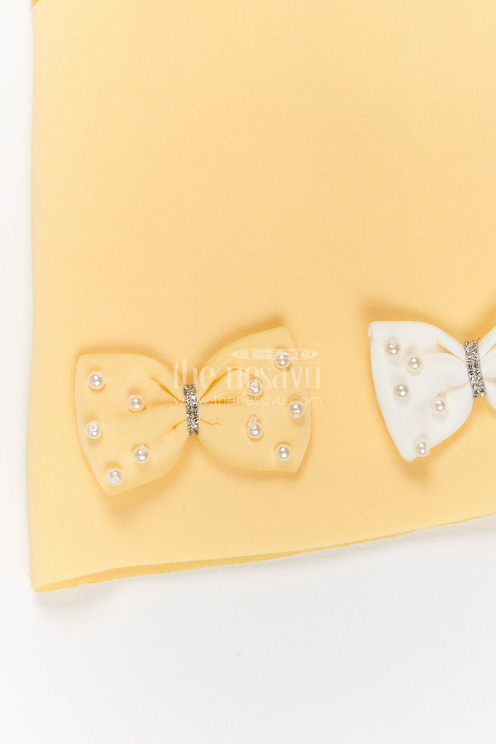 The Nesavu Girls Fancy Party Frock Party Dress for Girls in Yellow for Wedding Moments Nesavu Nesavu Party Dress For Girls With Decorative Yoke For Weddings