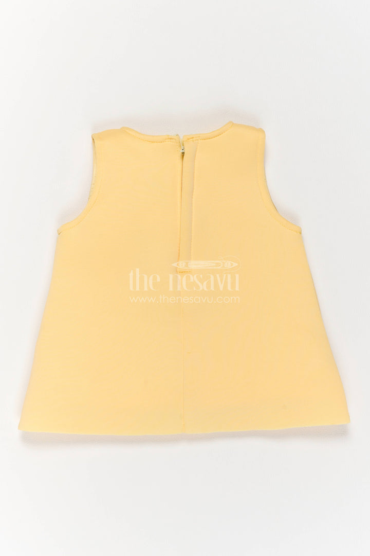 The Nesavu Girls Fancy Party Frock Party Dress for Girls in Yellow for Wedding Moments Nesavu Nesavu Party Dress For Girls With Decorative Yoke For Weddings