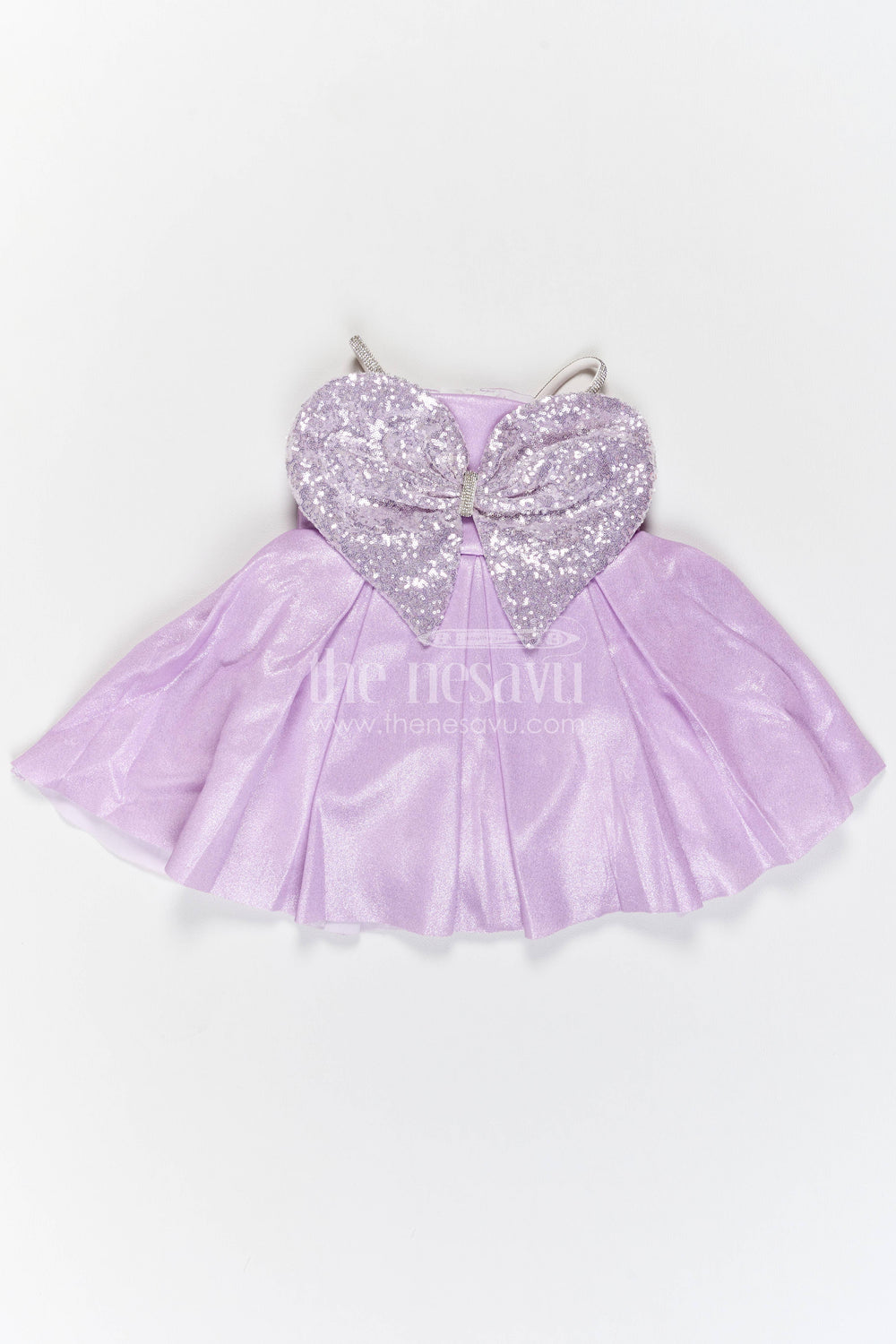 The Nesavu Girls Fancy Party Frock Party Dress for Girls with Sequin Work for Festive Occasions Nesavu 16 (1Y) / Purple / Shimmer PF319A-16 Nesavu Party Dress For Girls In Purple With Sequin Work PF319A-16