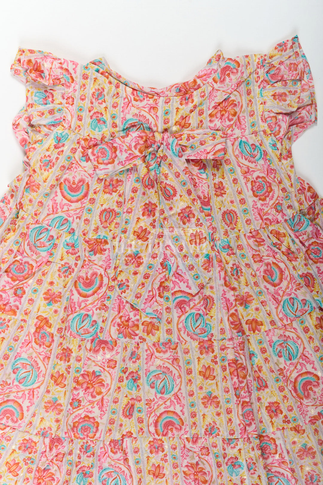 The Nesavu Girls Cotton Frock Party Frock for Toddler Girls in Cotton with Floral Digital Print and Ruffle Detailing Nesavu Party Frock Toddler Girls Cotton Floral Digital Print Ruffled Sleeves | The Nesavu