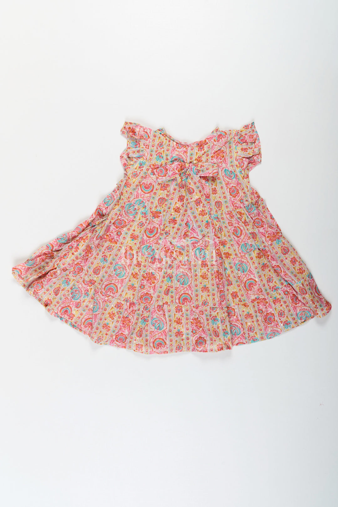 The Nesavu Girls Cotton Frock Party Frock for Toddler Girls in Cotton with Floral Digital Print and Ruffle Detailing Nesavu Party Frock Toddler Girls Cotton Floral Digital Print Ruffled Sleeves | The Nesavu