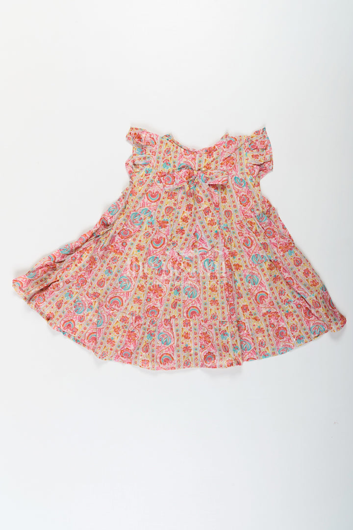 The Nesavu Girls Cotton Frock Party Frock for Toddler Girls in Cotton with Floral Digital Print and Ruffle Detailing Nesavu Party Frock Toddler Girls Cotton Floral Digital Print Ruffled Sleeves | The Nesavu