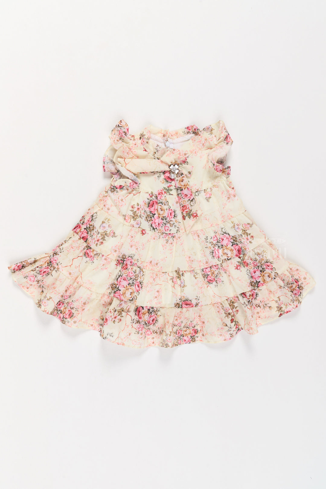 The Nesavu Girls Cotton Frock Party Frock New with Floral Prints and Ruffled Tiers for Girls Nesavu Party Frock New Girls Floral Prints Ruffled Skirt Playful Design | The Nesavu