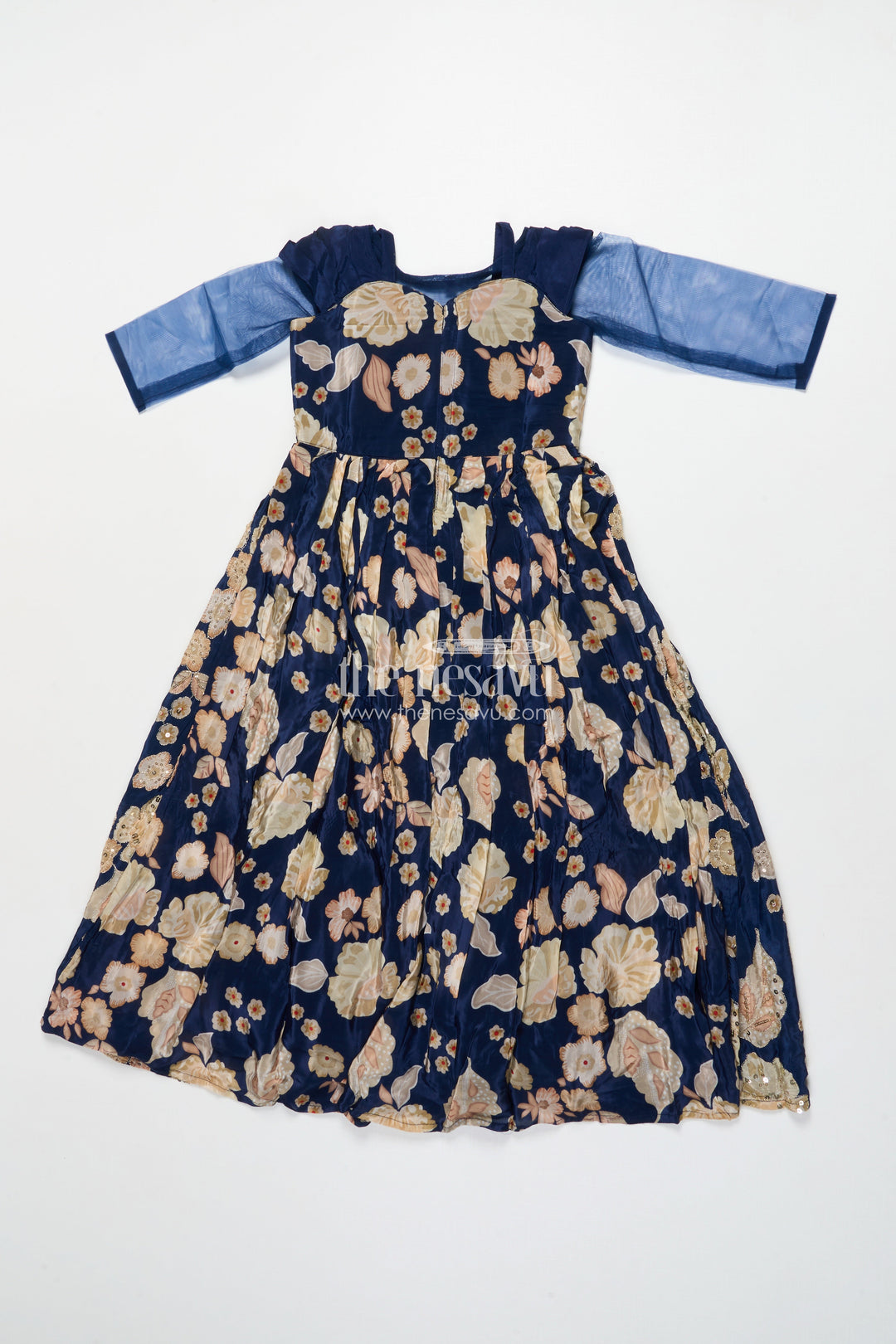 The Nesavu Girls Party Gown Party Gown for Girls with Digital Print and Sequin Work Nesavu Nesavu party gown girls digital print sequin embroidery birthday festive wear