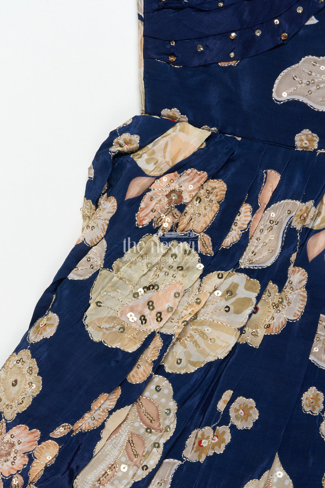 The Nesavu Girls Party Gown Party Gown for Girls with Digital Print and Sequin Work Nesavu Nesavu party gown girls digital print sequin embroidery birthday festive wear