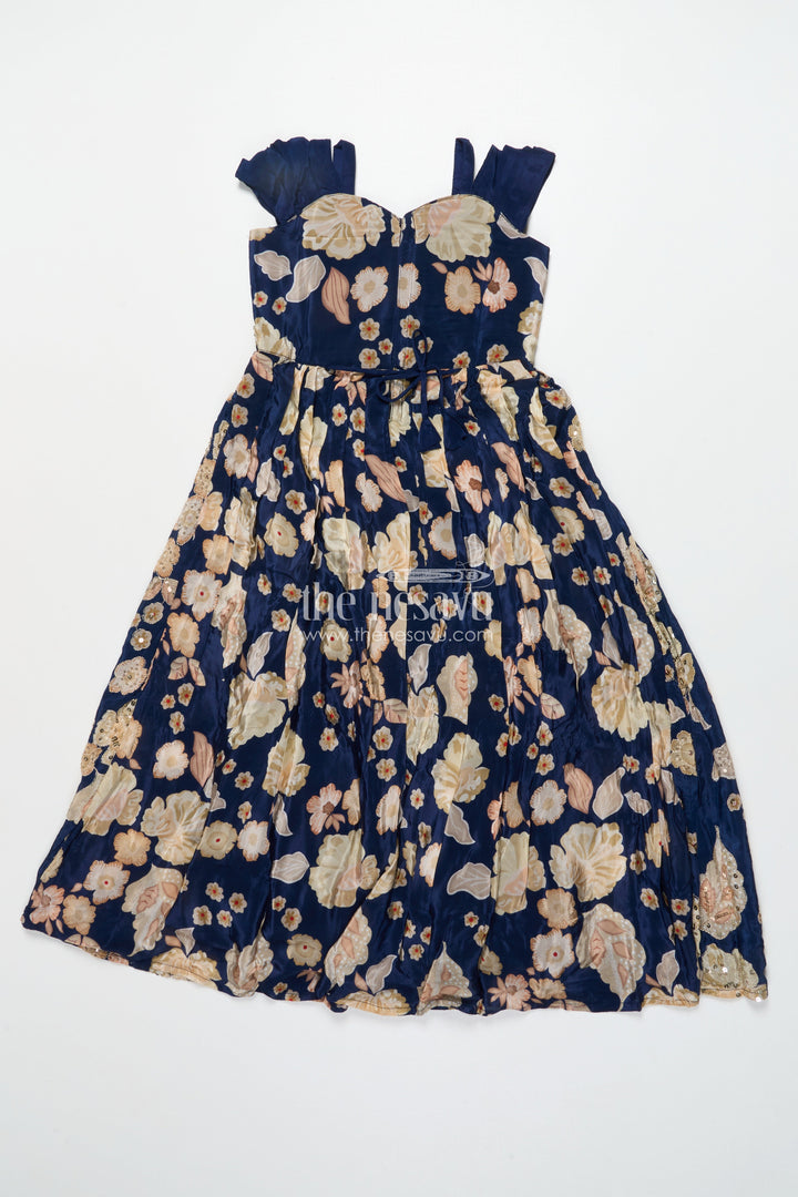 The Nesavu Girls Party Gown Party Gown for Girls with Digital Print and Sequin Work Nesavu Nesavu party gown girls digital print sequin embroidery birthday festive wear