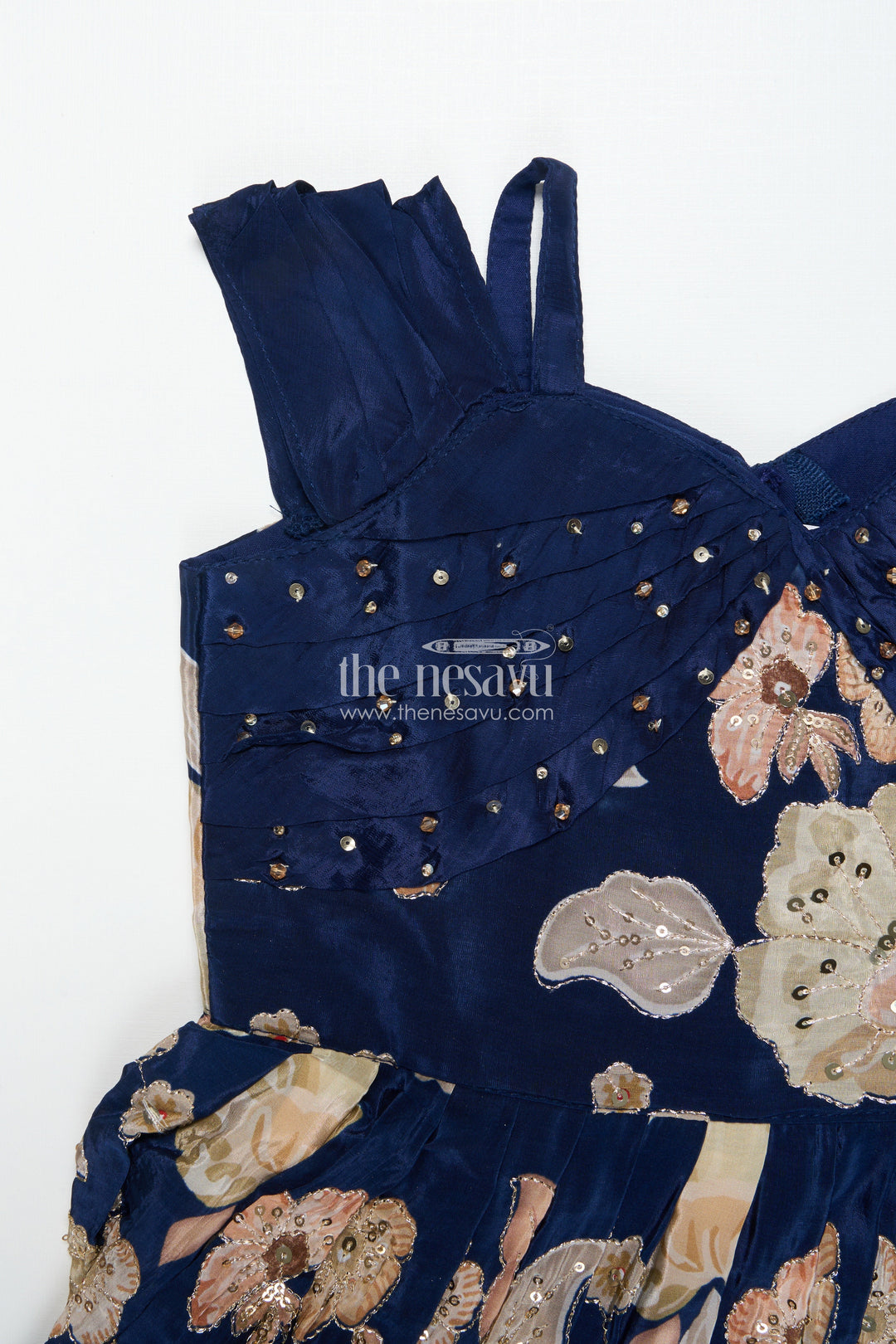 The Nesavu Girls Party Gown Party Gown for Girls with Digital Print and Sequin Work Nesavu Nesavu party gown girls digital print sequin embroidery birthday festive wear