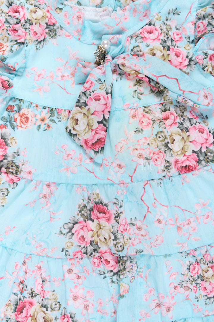 The Nesavu Girls Cotton Frock Party Wear Short Frock for Girls with Floral Patterns and Layered Skirt Nesavu Party Wear Short Frock Girls Floral Patterns Elegant Layered Design | The Nesavu