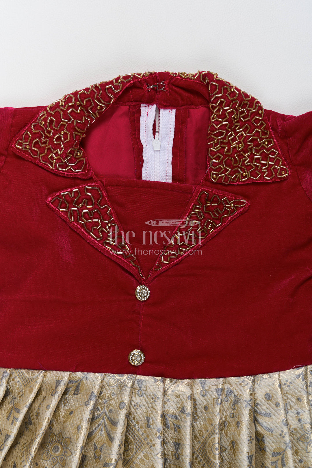 The Nesavu Silk Party Frock Party Wear Silk Frock in Maroon for Family Celebrations Nesavu Nesavu Party Wear Silk Frock In Maroon For Family Celebrations