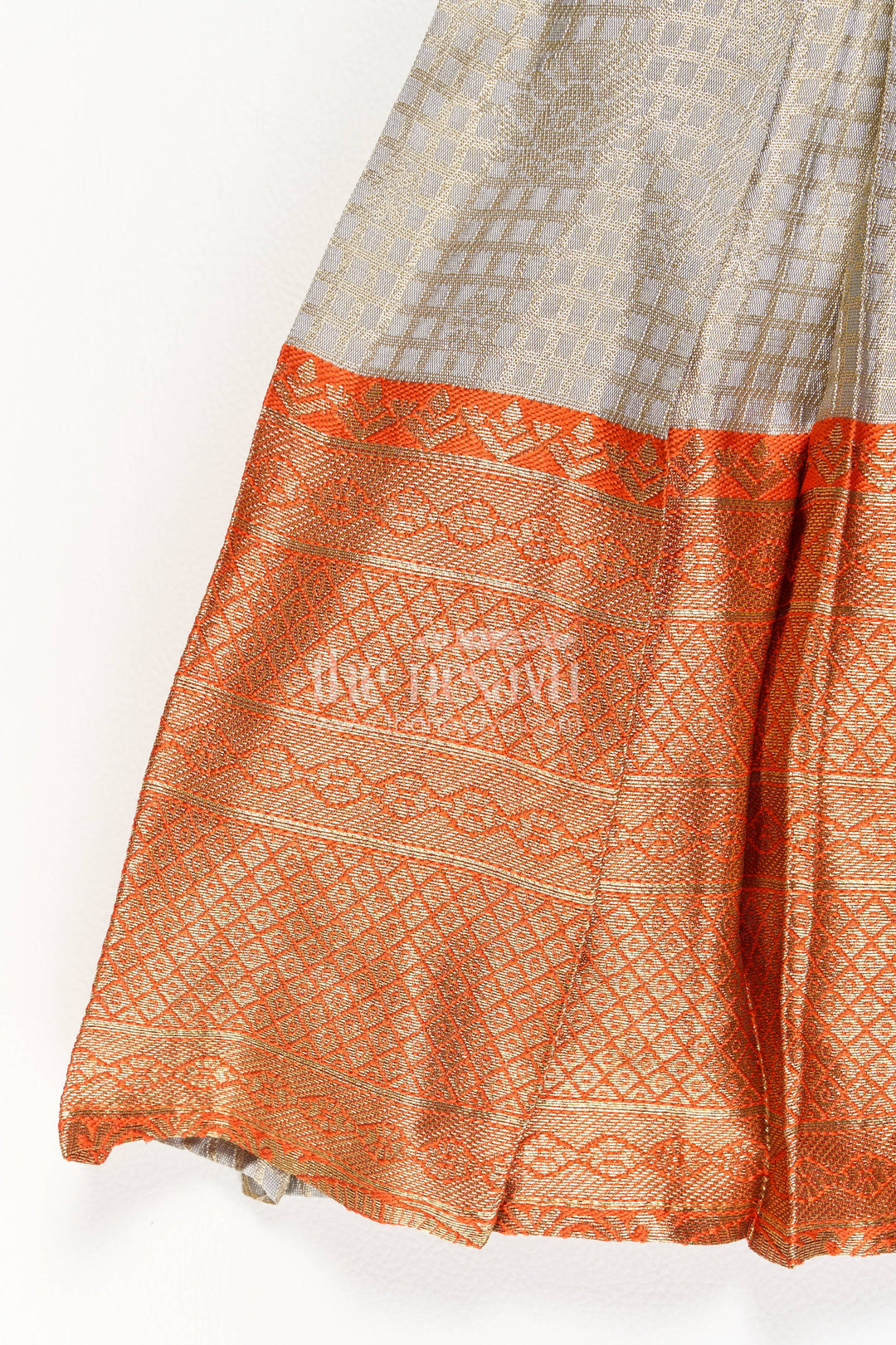 The Nesavu Silk Party Frock Party Wear Silk Frock with Statement Border for Festive Occasions Nesavu Nesavu Party Wear Silk Frock In Orange With Statement Border