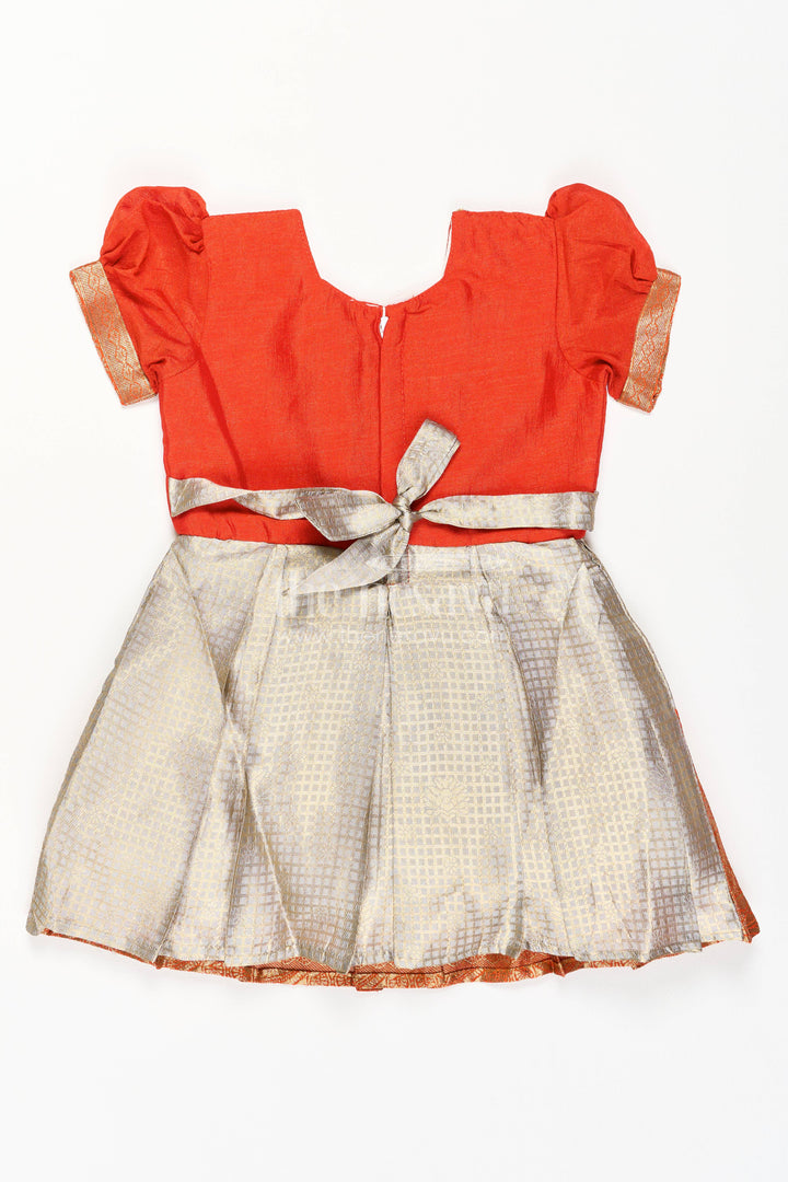 The Nesavu Silk Party Frock Party Wear Silk Frock with Statement Border for Festive Occasions Nesavu Nesavu Party Wear Silk Frock In Orange With Statement Border