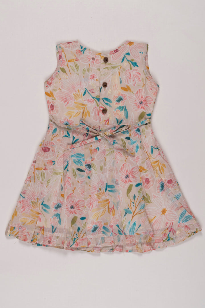 The Nesavu Girls Cotton Frock Pastel Blossom Cotton Dress for Girls: Summer-Ready Floral Delight Nesavu Girls Sleeveless Cotton Floral Dress | Pastel Summer Frock | The Nesavu