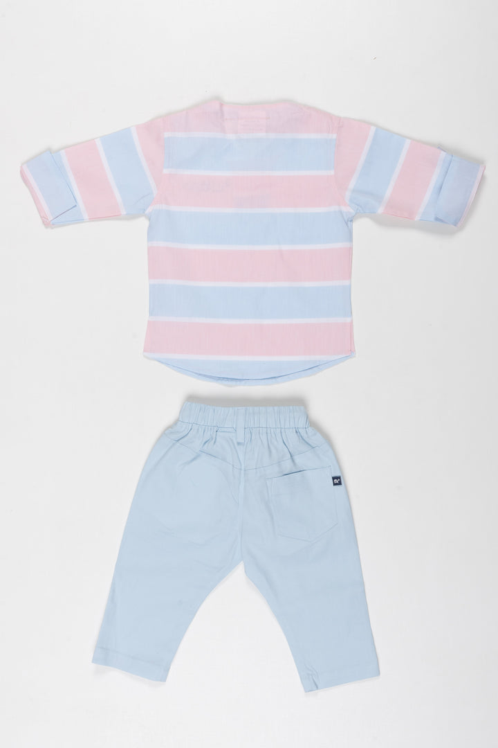 The Nesavu Boys Casual Set Pastel Perfection Boys T-Shirt and Pant Set Nesavu Soft Pastel Boys T Shirt and Pant Set | Stylish Kids Casual Wear | The Nesavu