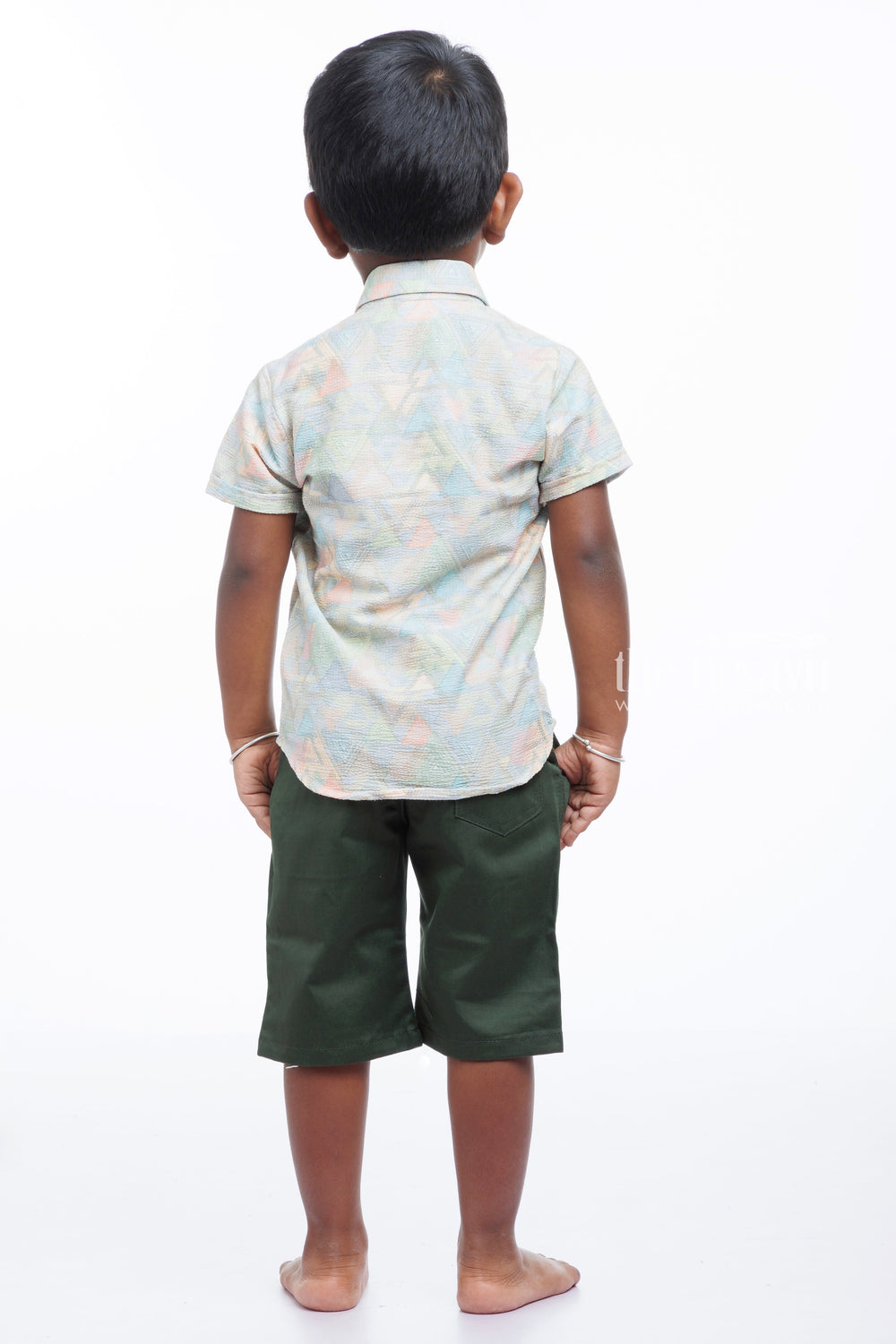 The Nesavu Boys Casual Set Pastel Prism Boys Casual Shirt and Shorts Ensemble Nesavu Shop Boys Pastel Geometric Shirt Sets | Casual Outfits for Boys Online | The Nesavu