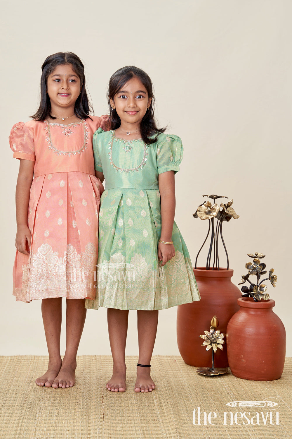 The Nesavu Silk Frock Pattu Frock for Baby Girl Naming Ceremony Nesavu Nesavu South Indian Pattu Frock Girls Zari Embroidery Naming Ceremony Functions